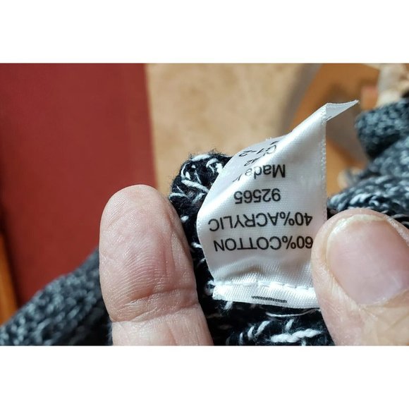 Woman Within 1X 22/24 Navy W/ Ivory Long Sleeve Button Up Cardigan Sweater - Picture 4 of 8